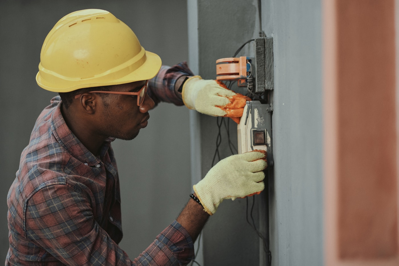 Service professional working on site