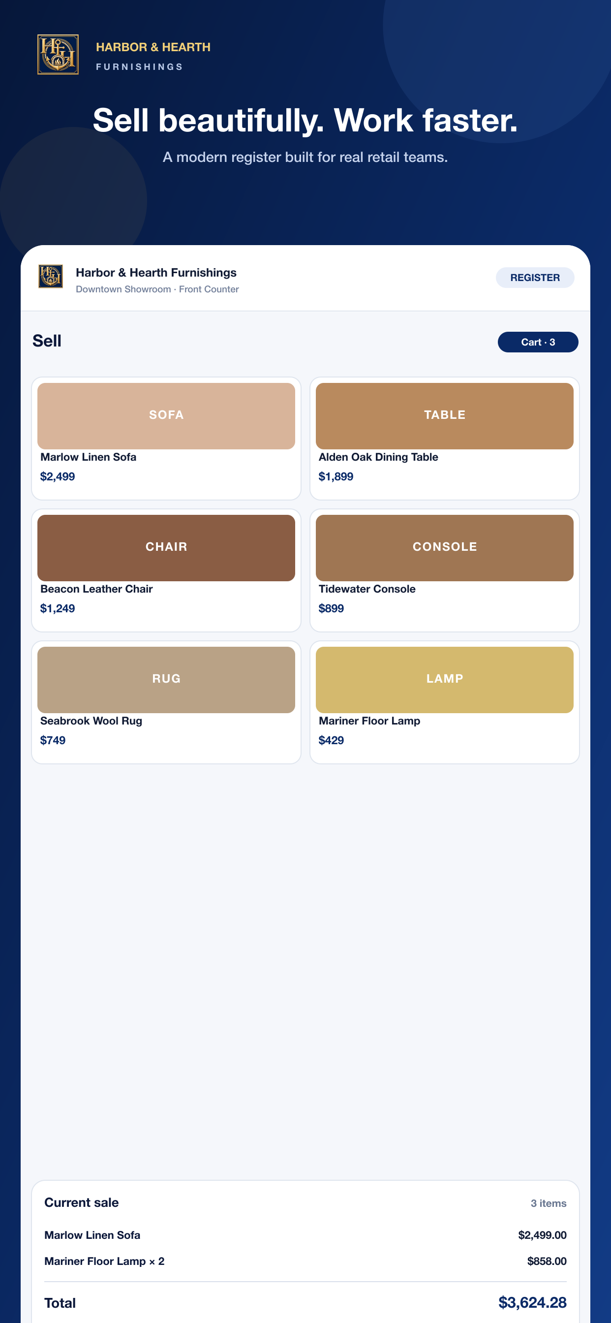 CentriPOS mobile selling screen